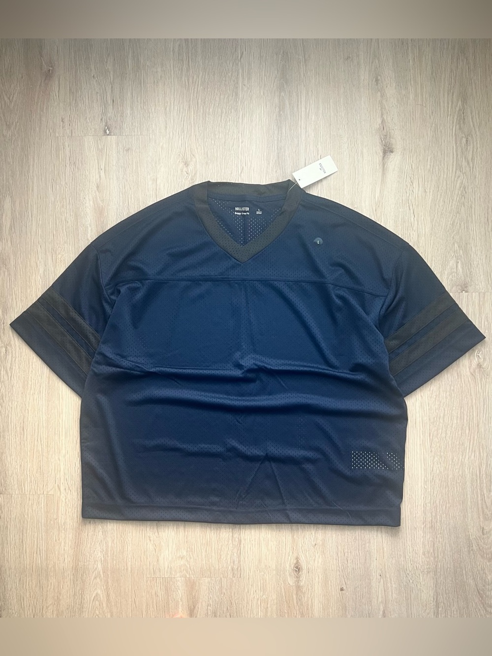 Vintage Y2K Hollister Navy Baggy Crop Jersey Mens Medium Athletic Streetwear